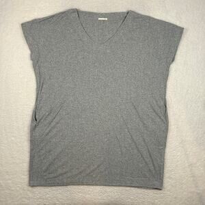 Skin Worldwide Womens 5 XXL Sleep Night Shirt Rib Knit Pockets Pima Cotton Gray